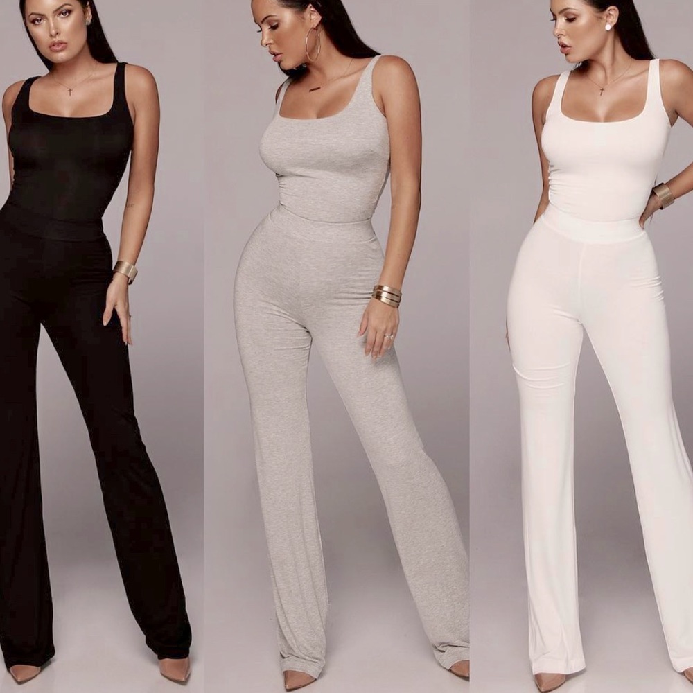 JLuxLabel Basix Gray Stretch Pant Set